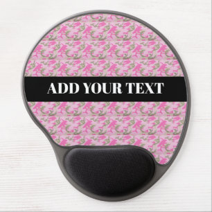 Pink Gray Camo Custom Name Gel Mouse Pad