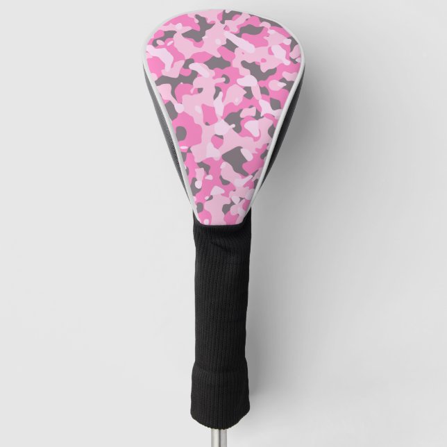 Pink & Gray Camouflaged Golf Head Cover (Front)