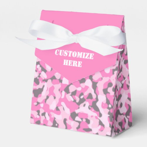 Pink  Gray Camouflaged Tent Favor Box