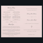 Pink Gray Catholic Wedding Mass Ceremony Program<br><div class="desc">This simple, yet elegant, folded Catholic wedding ceremony with mass program booklet features a cross and stylish accents of calligraphy script. The neutral, classic, dusty blue and white, typography design provides you with a text template for a traditional Catholic order of service with mass. There is plenty of room to...</div>