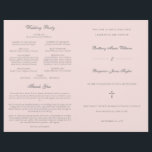 Pink Gray Catholic Wedding Mass Ceremony Program<br><div class="desc">This simple, yet elegant, folded Catholic wedding ceremony with mass program booklet features a cross and stylish accents of calligraphy script. The neutral, classic, blush pink and gray, typography design provides you with a text template for a traditional Catholic order of service with mass. There is plenty of room to...</div>