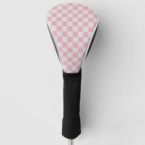 Pink  Gray Check Checkered Checkerboard Pattern Golf Head Cover