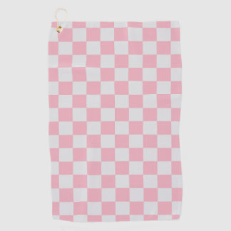 Pink + Gray Check Checkered Checkerboard Pattern Golf Towel