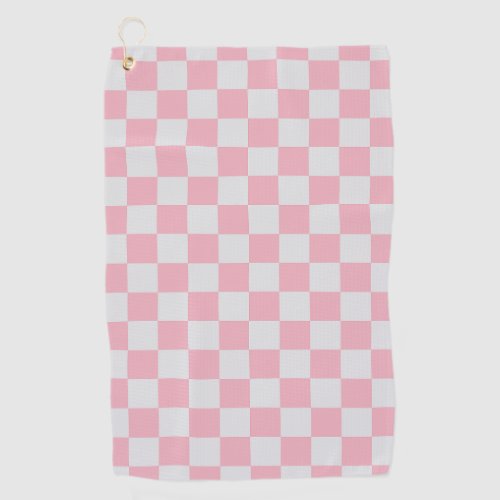 Pink  Gray Check Checkered Checkerboard Pattern Golf Towel