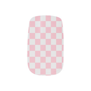 Pink + Gray Check Checkered Checkerboard Pattern Minx Nail Art