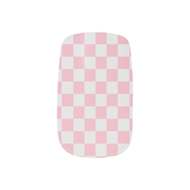 Pink + Gray Check Checkered Checkerboard Pattern Minx Nail Art (Left Thumb)
