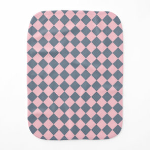 Pink Gray Checker Diamond Pattern Baby Burp Cloth