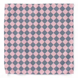 Pink Gray Checker Diamond Pattern Bandana