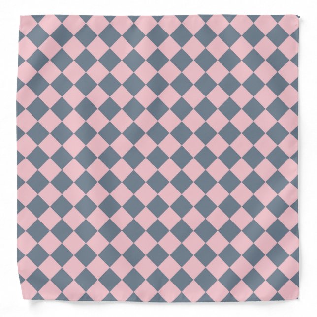 Pink Gray Checker Diamond Pattern  Bandana (Front)