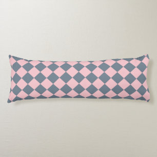 Pink Gray Checker Diamond Pattern  Body Pillow