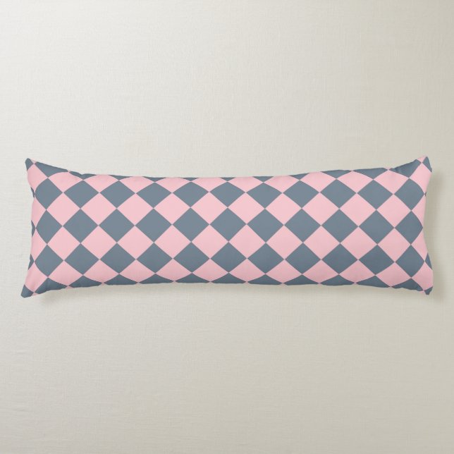 Pink Gray Checker Diamond Pattern  Body Pillow (Front)