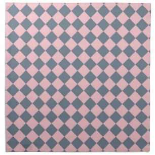 Pink Gray Checker Diamond Pattern Cloth Napkin