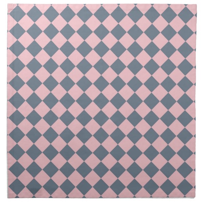 Pink Gray Checker Diamond Pattern  Cloth Napkin (Front)