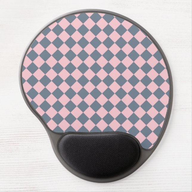 Pink Gray Checker Diamond Pattern  Gel Mouse Pad (Front)