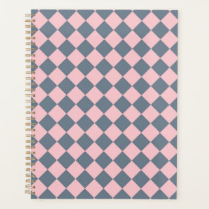 Pink Gray Checker Diamond Pattern  Planner