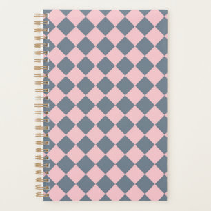Pink Gray Checker Diamond Pattern  Planner