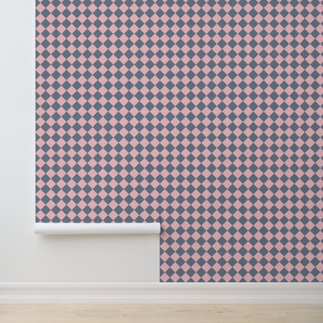 Pink Gray Checker Diamond Pattern Wallpaper (Application)