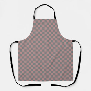 Pink Gray Checkerboard Gingham Pattern Apron