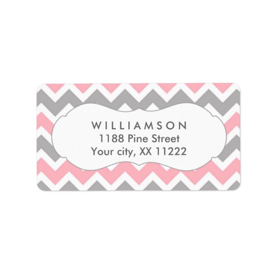 pink & gray chevron address labels shower favor | Zazzle.com
