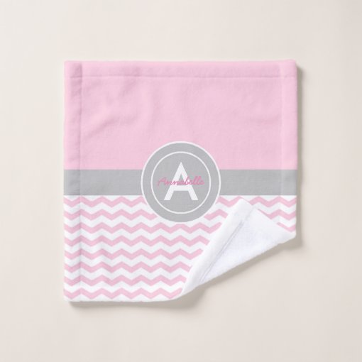 Pink Gray Chevron Bath Towel Set Zazzle