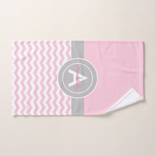 Pink Gray Chevron Bath Towel Set Zazzle