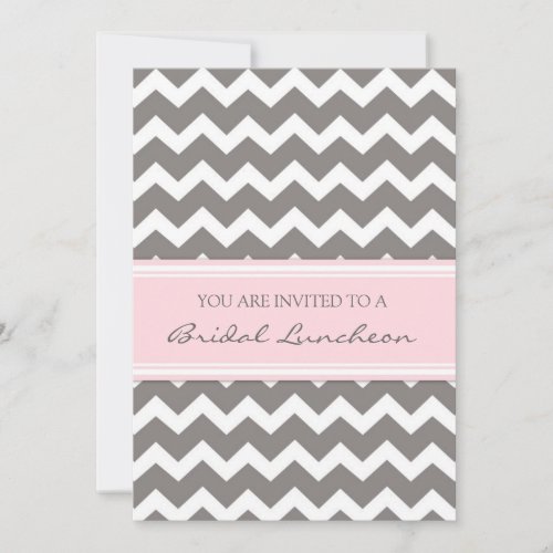 Pink Gray Chevron Bridal Lunch Invitation Cards