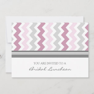 Pink Gray Chevron Bridal Lunch Invitation Cards