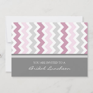 Pink Gray Chevron Bridal Lunch Invitation Cards