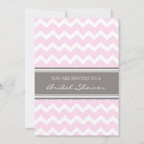 Pink Gray Chevron Bridal Shower Invitation Cards