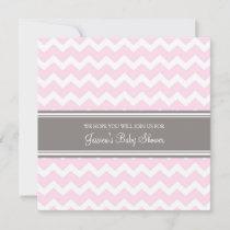 Pink Gray Chevron Custom Baby Shower Invitations