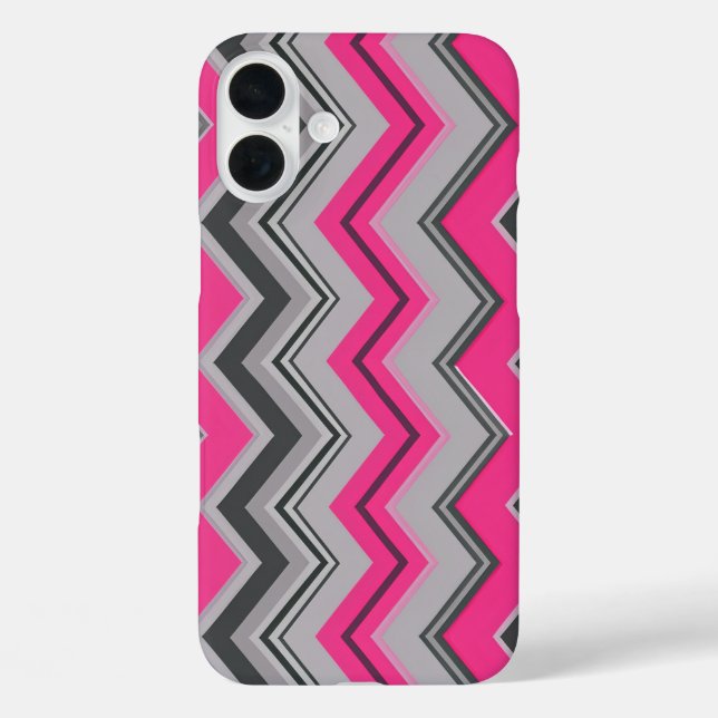 Pink & Gray Chevron Design iPhone Case (Back)