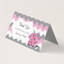 Pink & Gray Chevron Elephant | Candy Toppers Business Card