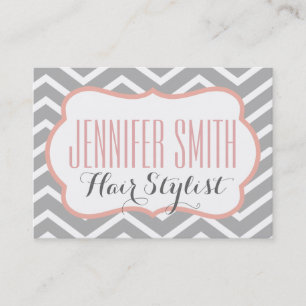 Pink Gray Chevron Hairdresser Salon Appointment Card
