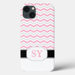 Pink & Gray Chevron Monogram iPad 2/3/4 Case