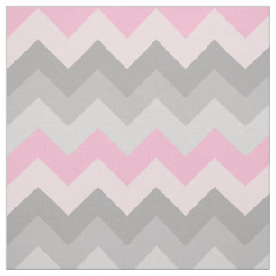 Pink Gray Chevron Ombre Fabric