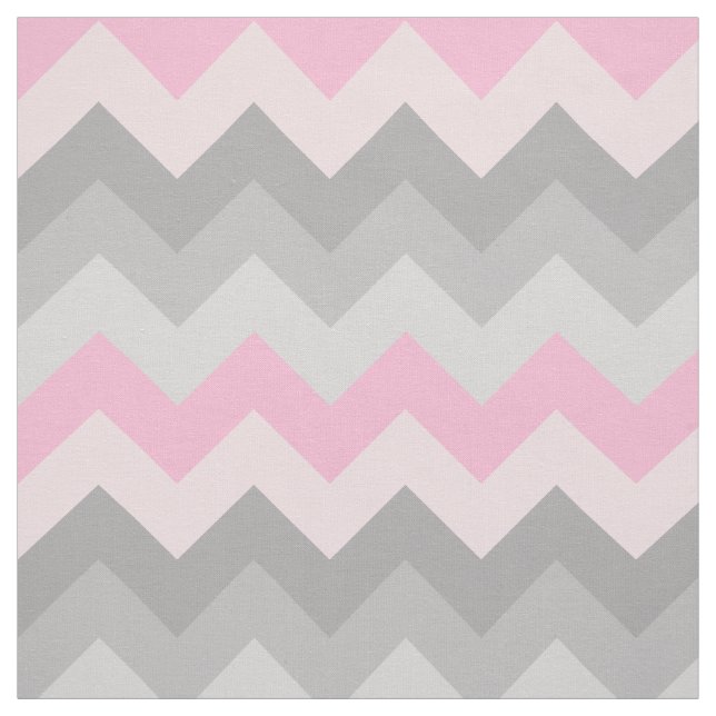Pink Gray Chevron Ombre Fabric (Swatch)