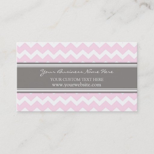 Customizable Pink Gray Chevron Retro Business Cards