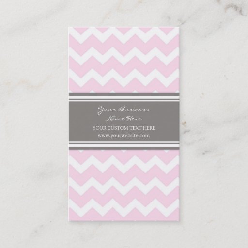 Customizable Pink Gray Chevron Retro Business Cards