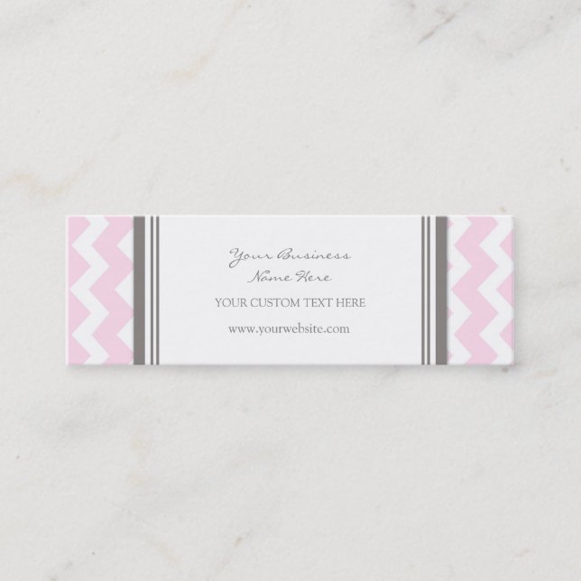 Pink Gray Chevron Retro Business Cards (Front)
