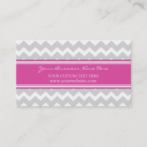 Pink Gray Chevron Retro Business Cards