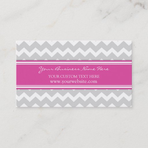 Customizable Pink Gray Chevron Retro Business Cards