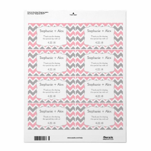 Pink & Gray Chevron Water Bottle - customize it! Label | Zazzle