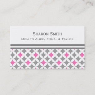 Pink Gray Circles Pattern Mom Calling Cards