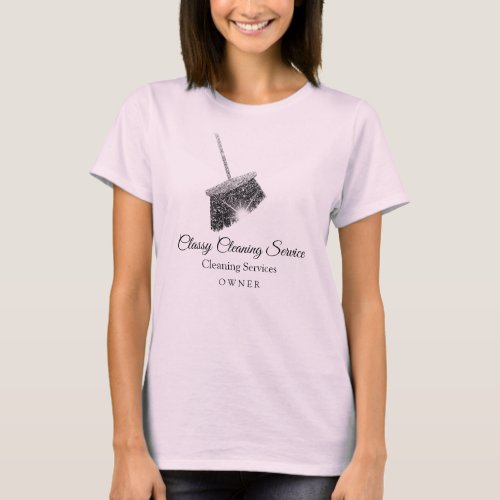 Pink Gray Cleaning Services Maid Hause Keeping T_Shirt