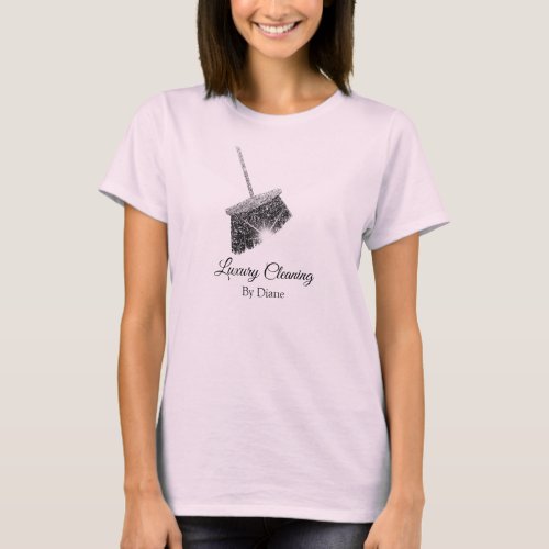 Pink Gray Cleaning Services Residence Keeping T_Shirt