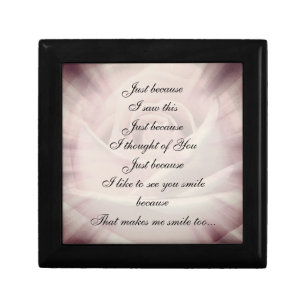 Pink / gray Country Chic Poem design Jewelry Box