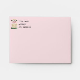 Pink Gray Cow Birthday Party Envelope