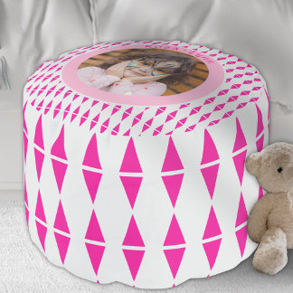 Pink Gray Custom Photo Pouf