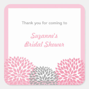 Pink Gray Dahlia Bridal or Baby Shower favor tag