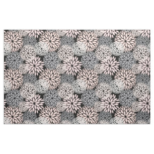 Pink Gray Dahlia Floral Pattern Fabric